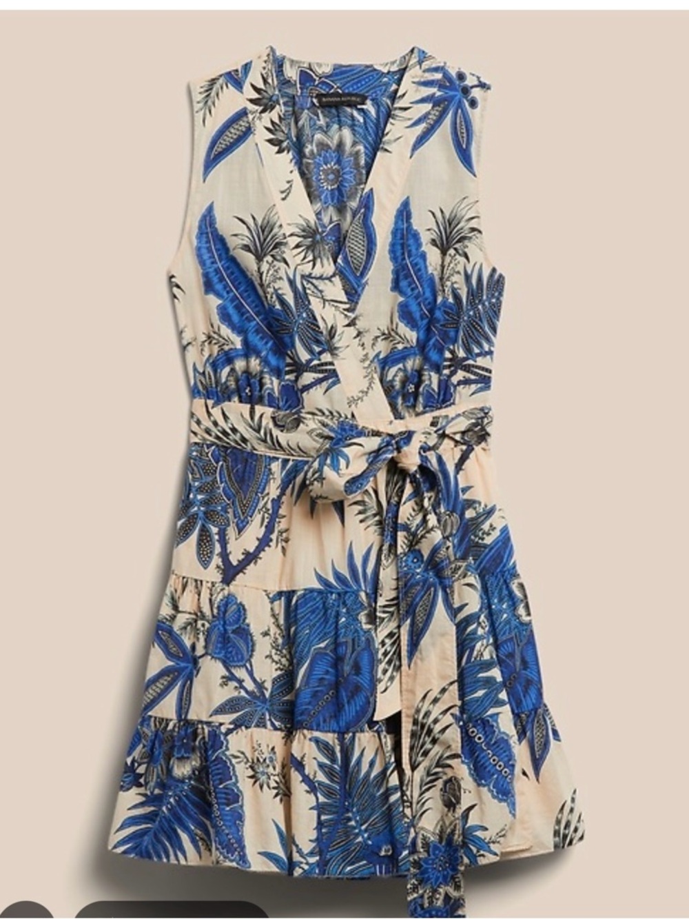 Banana Republic Sleeveless Wrap Tiered Stampa Dress NWOT